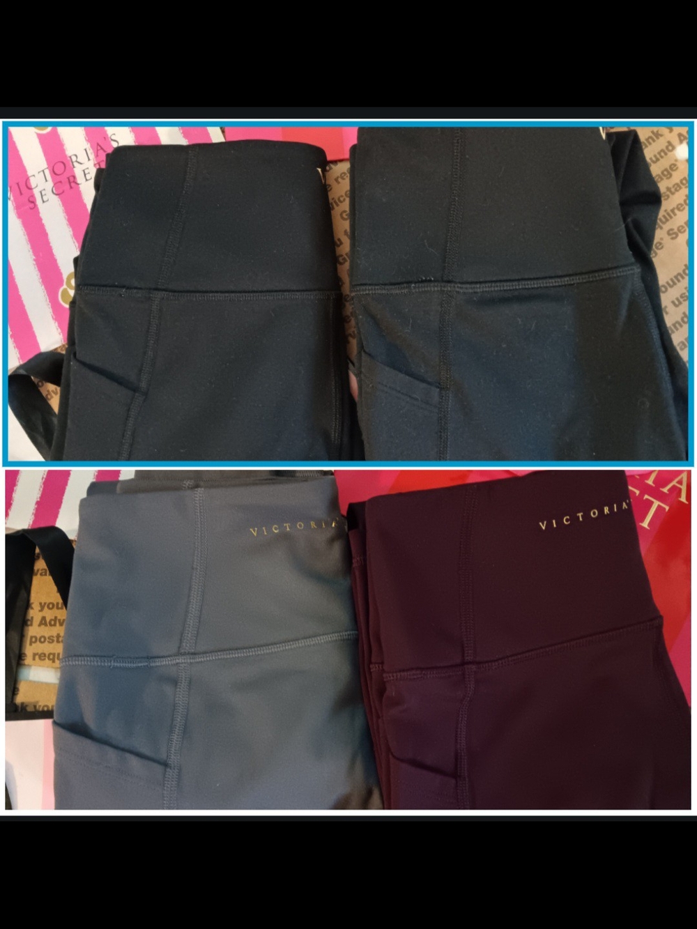 Victoria's Secret 4 Pair Leggings in Black, Gray, Burgundy